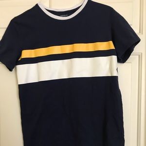 Blue shirt with white and yellow stripes 👕
